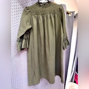 Olive green color dress